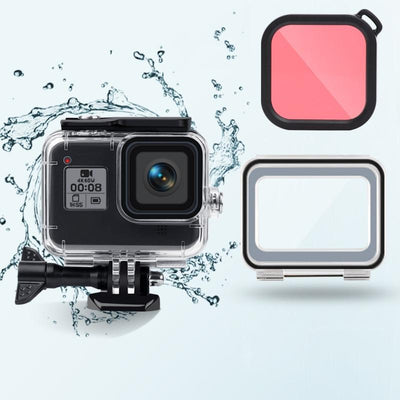 Waterproof Case for Gopro Hero8 with Touch Back Cover and Colour Lens Filter - 45m - Purple