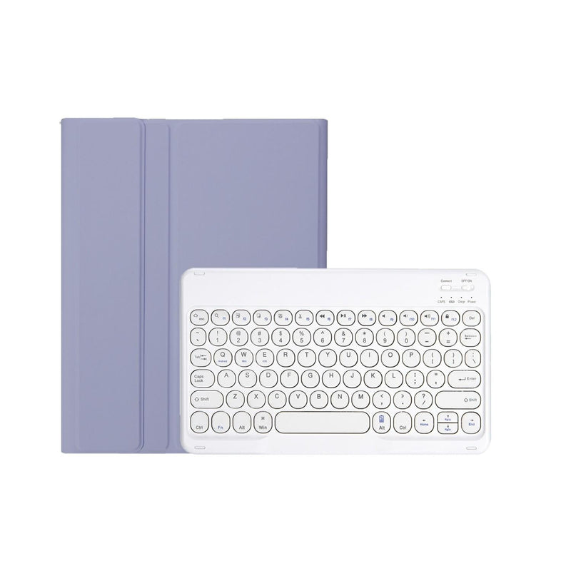 2022 Ipad 10.9 Bluetooth Keyboard Leather Case With Pen Slot - Lambskin Texture - Purple
