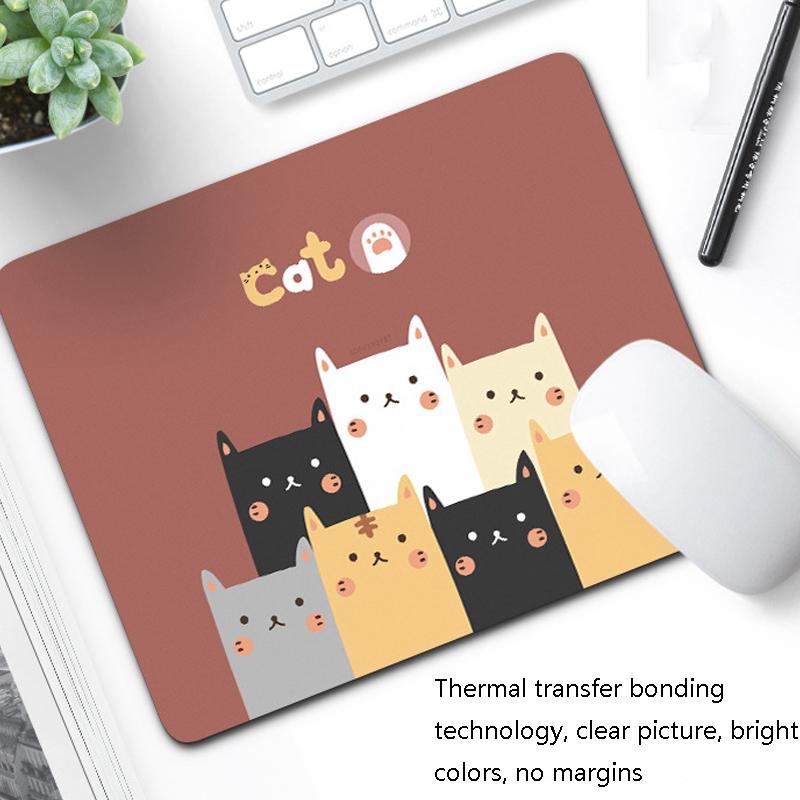 6 Piece Non Slip Mouse Pad Set 21 X 26Cm Thick Rubber Anti Skid Durable - Cute Kitten