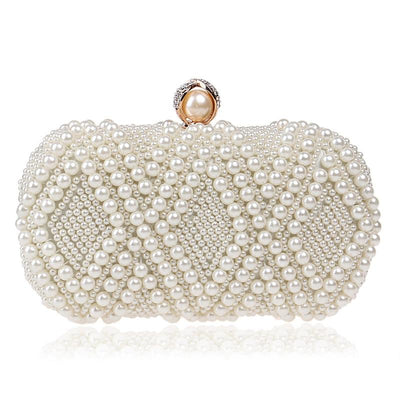 Party Pearl Handbag Women Fashion Crossbody For Banquets & Events - Beige