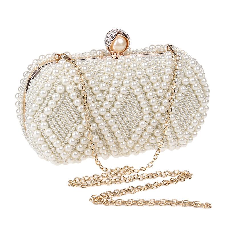 Party Pearl Handbag Women Fashion Crossbody For Banquets & Events - Beige