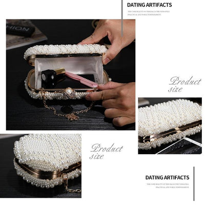 Party Pearl Handbag Women Fashion Crossbody For Banquets & Events - Beige