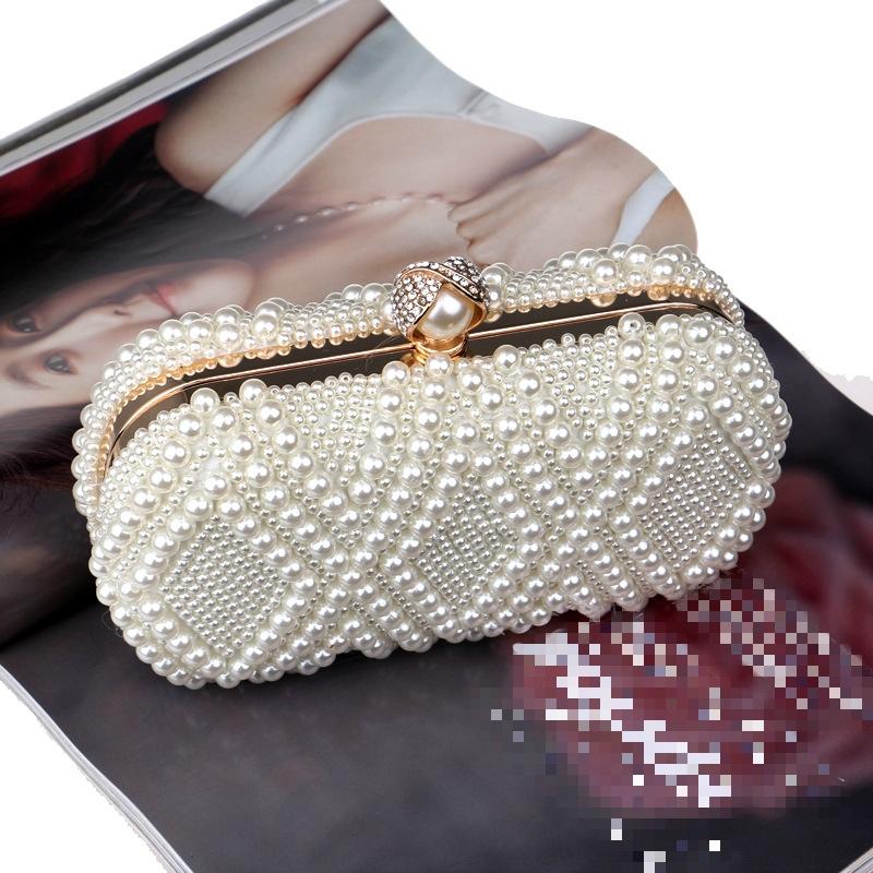 Party Pearl Handbag Women Fashion Crossbody For Banquets & Events - Beige