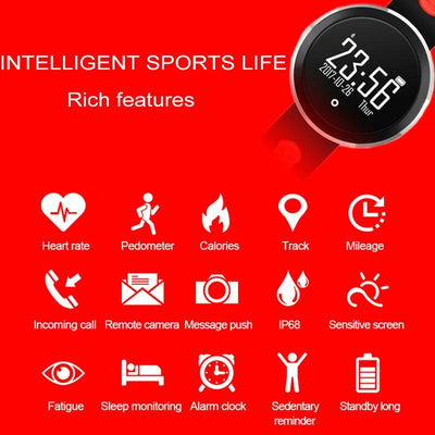 0.95 Inch Hd Oled Screen Display Bluetooth Smart Bracelet Ip68 Waterproof Support Pedometer / Sedentary Reminder / Heart Rate Monitor / Sleep Monitor Compatible With Android And Ios Phones - Red