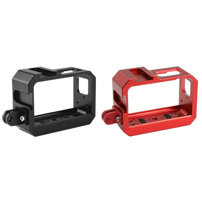 Aluminum Frame Cage for Insta360 one r with Cold Shoe and Tripod Base - Red