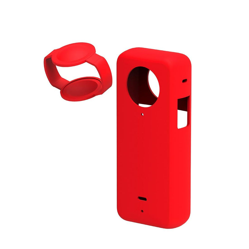 Silicone Protective Case with Lens Cover for Insta360 X3 - Red