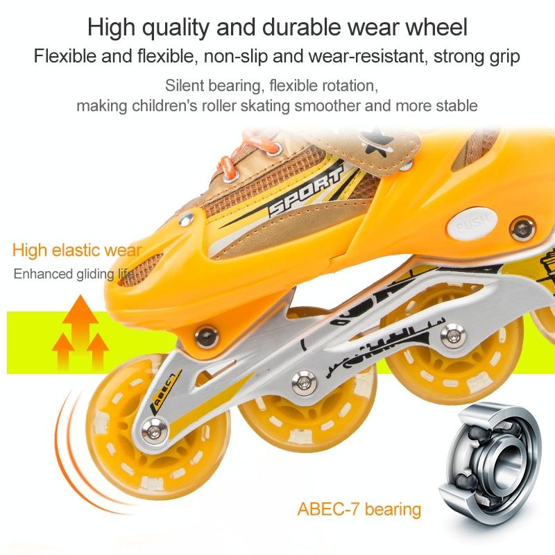 Adjustable Kids Roller Skates Set - Single Flash Wheels - Size S - Red