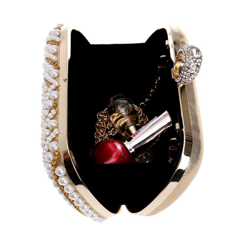 Stylish Pearl Handbag for Fashion Banquets and Parties - Red