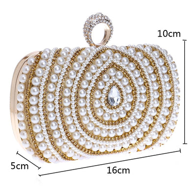 Stylish Pearl Handbag for Fashion Banquets and Parties - Red