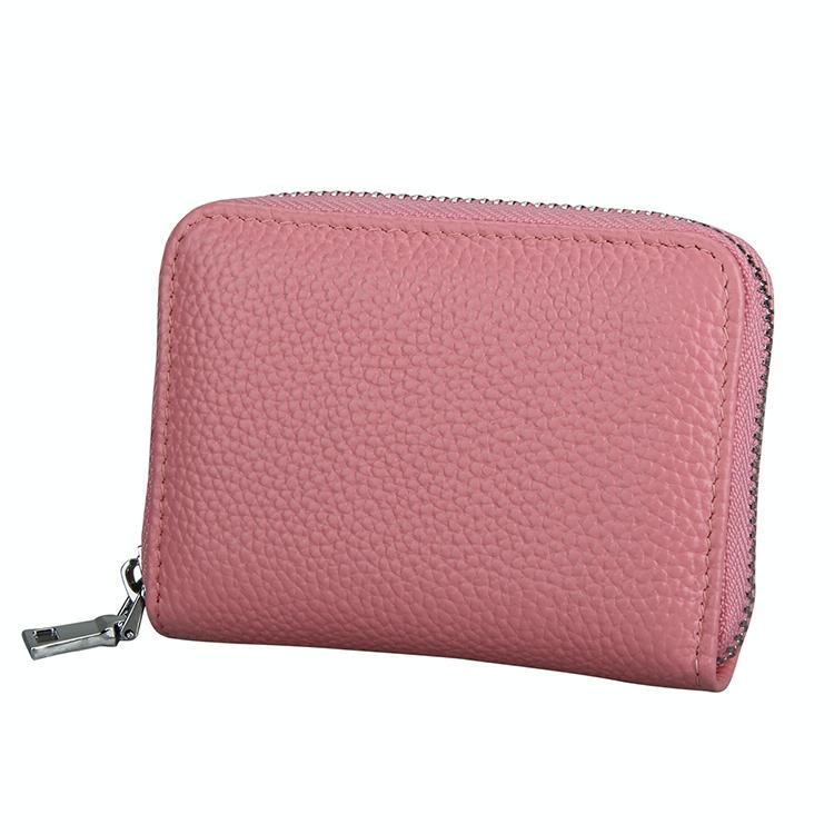 Anti-magnetic Rfid Leather Zip Wallet - Zipper Closure - Red