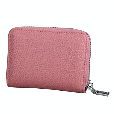 Anti-magnetic Rfid Leather Zip Wallet - Zipper Closure - Red