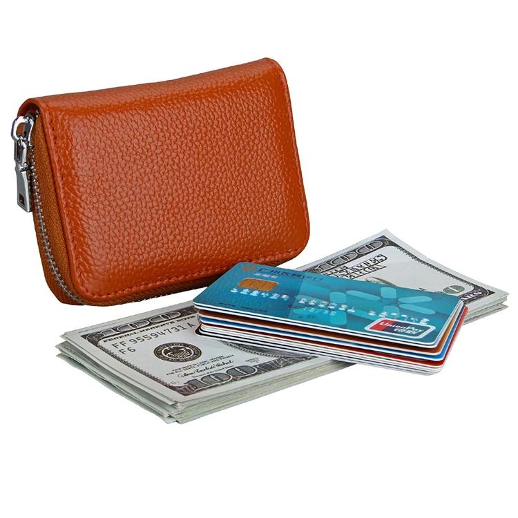 Anti-magnetic Rfid Leather Zip Wallet - Zipper Closure - Red
