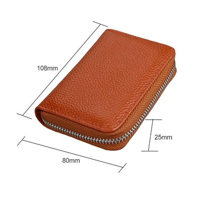 Anti-magnetic Rfid Leather Zip Wallet - Zipper Closure - Red