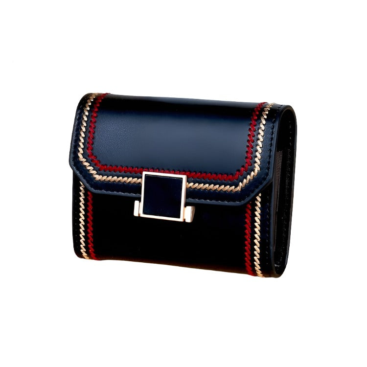 Snap Button Rfid Leather Wallet - Compact Design - Red