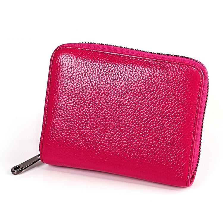 Leather Rfid Wallet - Sleek and Secure - Rose Red