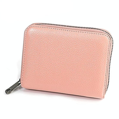 Leather Rfid Wallet - Sleek and Secure - Rose Red