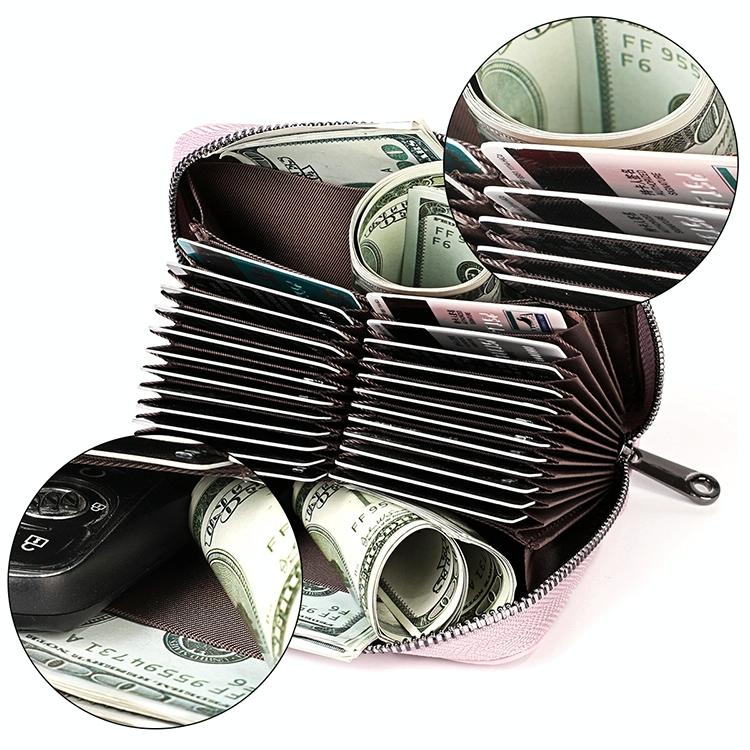 Leather Rfid Wallet - Sleek and Secure - Rose Red