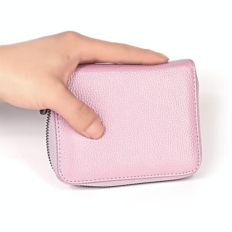 Leather Rfid Wallet - Sleek and Secure - Rose Red