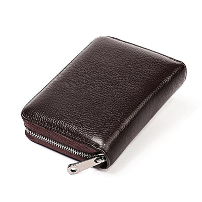 Leather Rfid Wallet - Sleek and Secure - Rose Red