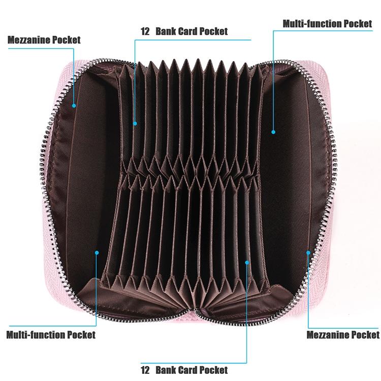 Leather Rfid Wallet - Sleek and Secure - Rose Red