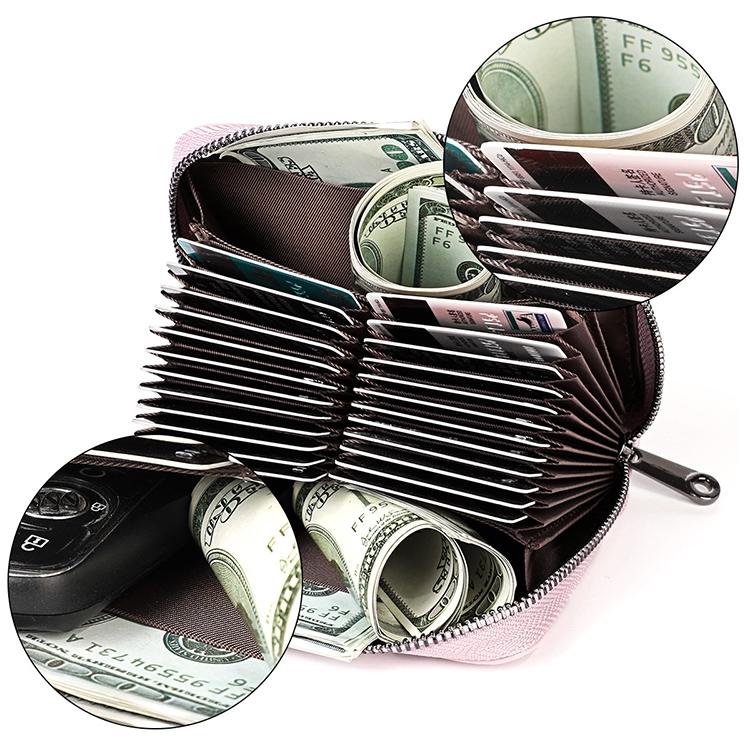 Leather Rfid Wallet - Sleek and Secure - Rose Red