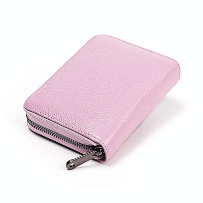Leather Rfid Wallet - Sleek and Secure - Rose Red
