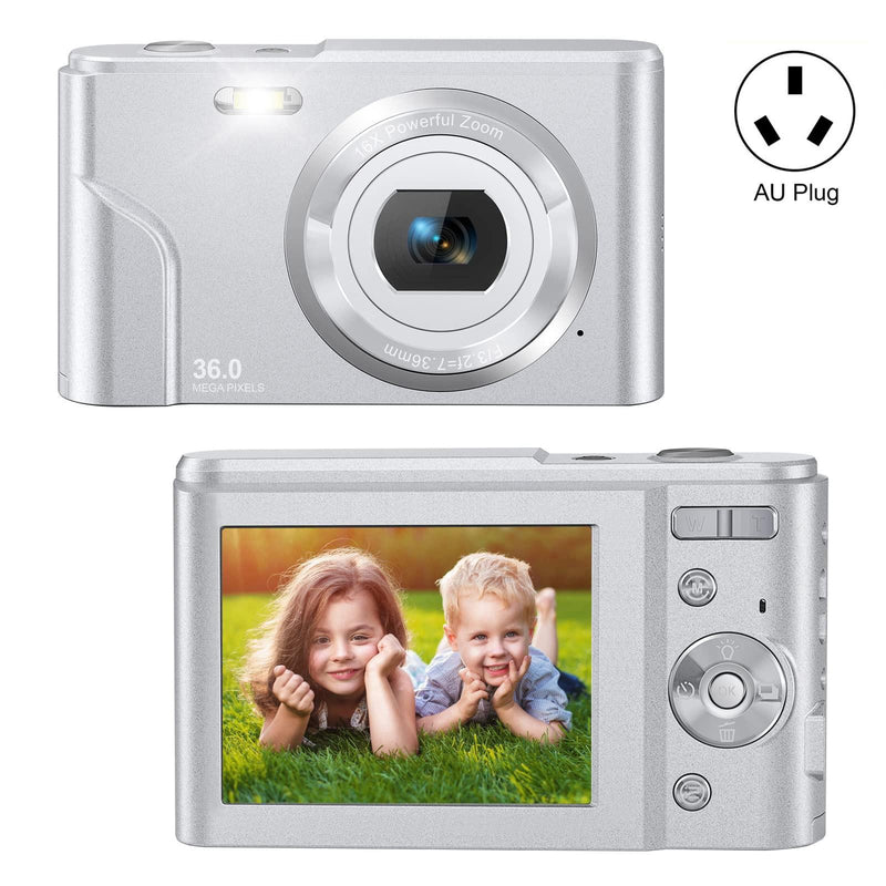 36Mp 2.7K Full Hd Digital Camera With 16X Zoom For Children - 2.4 Inch Screen - Silver