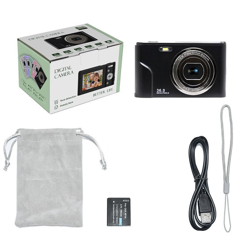 36Mp 2.7K Full Hd Digital Camera With 16X Zoom For Children - 2.4 Inch Screen - Silver