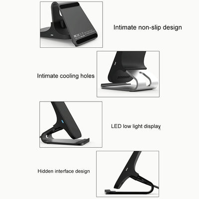 15W Dual Coil Qi Wireless Charger With Fast Charging - Silver