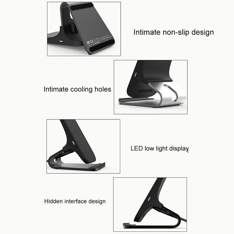 15W Dual Coil Qi Wireless Charger With Fast Charging - Silver