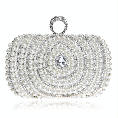 Stylish Pearl Handbag for Fashion Banquets and Parties - Silver