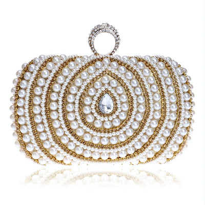Stylish Pearl Handbag for Fashion Banquets and Parties - Silver
