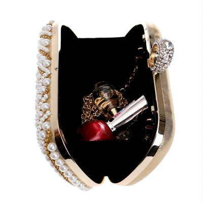 Stylish Pearl Handbag for Fashion Banquets and Parties - Silver