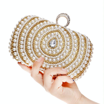 Stylish Pearl Handbag for Fashion Banquets and Parties - Silver