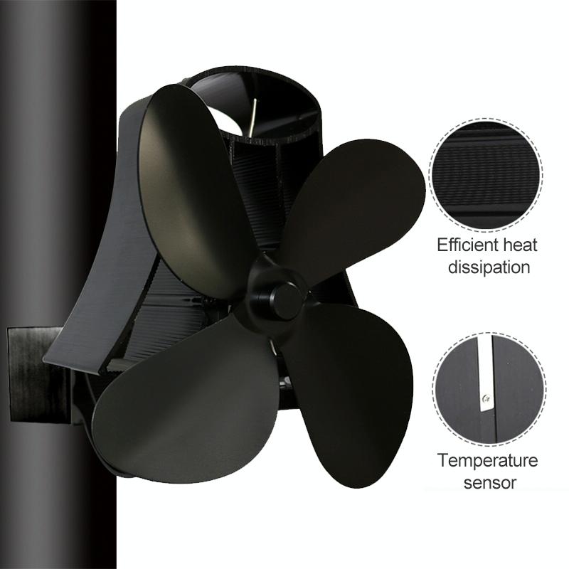 4-blade Heat Powered Fireplace Stove Fan - Aluminum - Bronze