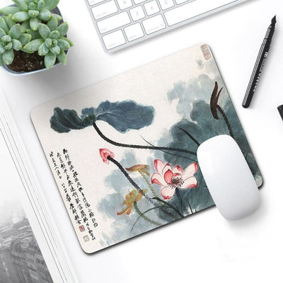 6 Piece Non Slip Mouse Pad Set 21 X 26Cm Thick Rubber Anti Skid Durable - Ink Lotus