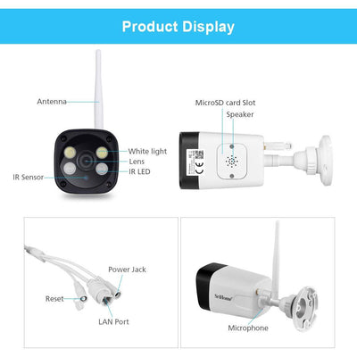 1296P Hd Ip Camera With 3.0Mp Two-Way Audio Motion & Humanoid Detection Full-Colour Night Vision Tf Card Support