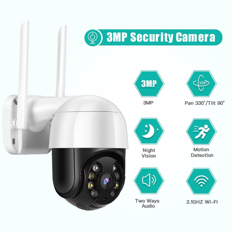 3.0Mp Wifi Ip Camera With Night Vision Motion Detection Two-Way Audio & Tf Card Support