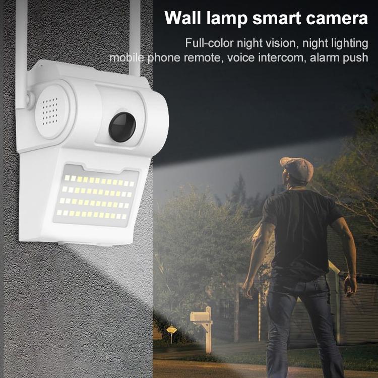 1080P Hd Wall Lamp Smart Camera With Full-Colour Night Vision Motion Detection Voice Intercom And Tf Card Support