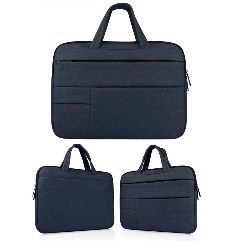 15.6 Inch Laptop Tablet Bag with Multiple Pockets and Soft Oxford Cloth Handle - Navy Blue