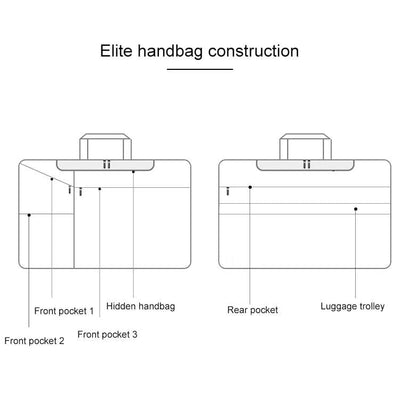 15.6 Inch Laptop Handbag With Hidden Strap And Suitcase Belt - Waterproof And Tear-Resistant - Navy Blue