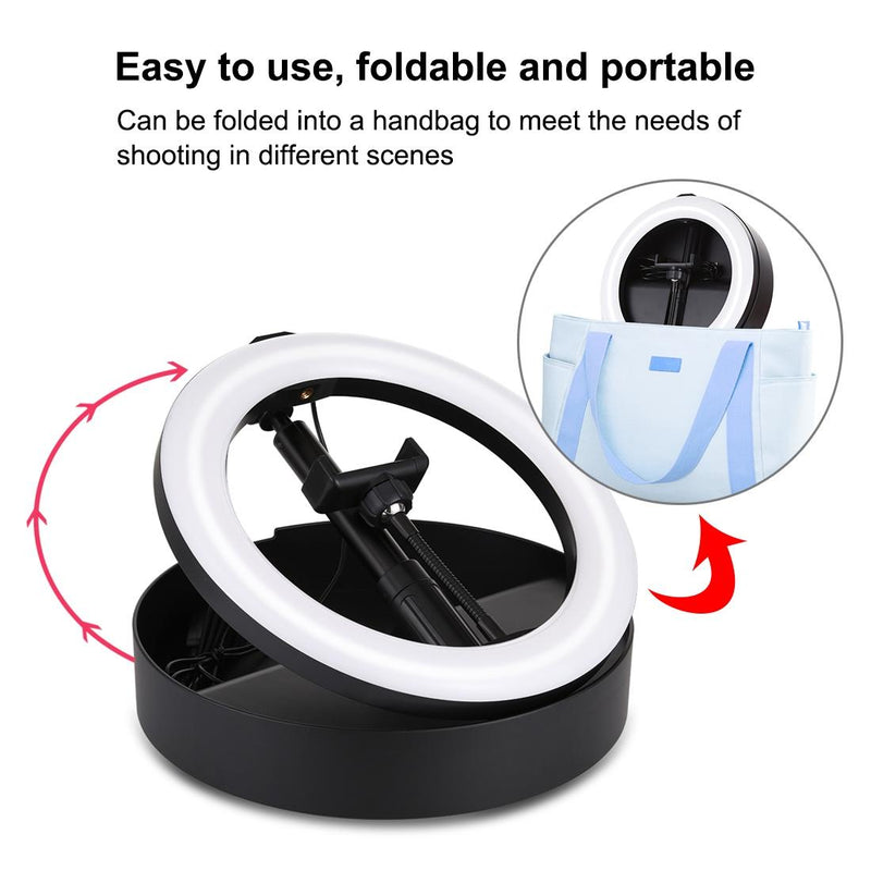 10.2 Dual-colour Led Ring Light with Usb Bluetooth Remote and Phone Holder - White