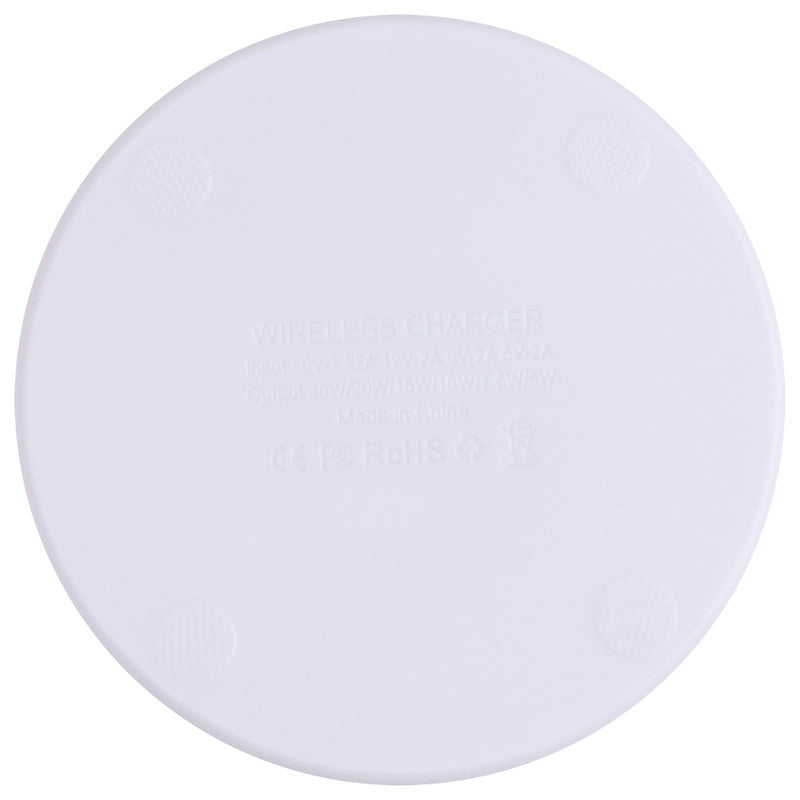10W Plaid Pattern Round Wireless Charger - White