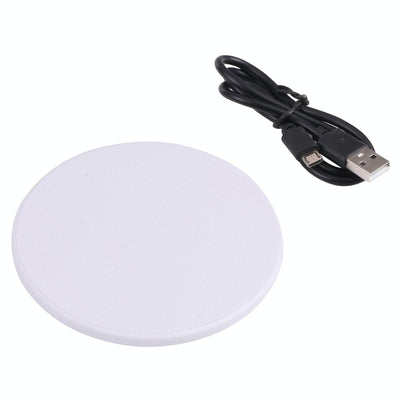10W Plaid Pattern Round Wireless Charger - White