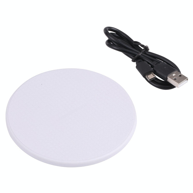 10W Plaid Pattern Round Wireless Charger - White