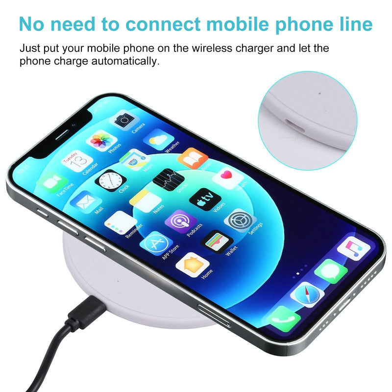 10W Plaid Pattern Round Wireless Charger - White