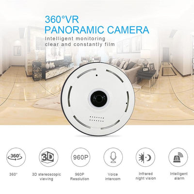 360 Degree Hd Panoramic Camera With Mobile Control And Tf Card Slot - White