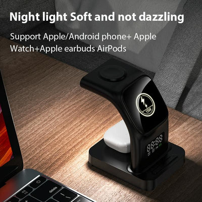 15W Magnetic Wireless Charger With Clock - White