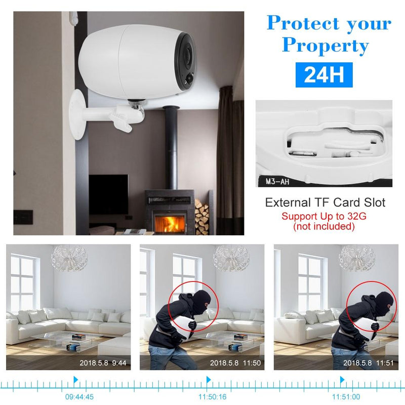 720P Wireless Wifi Camera With Two-Way Audio Night Vision Pir Detection And Ip54 Waterproofing