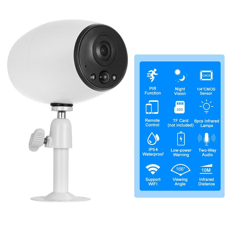 720P Wireless Wifi Camera With Two-Way Audio Night Vision Pir Detection And Ip54 Waterproofing